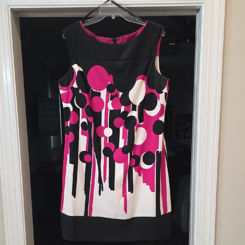 Kim Rogers Pink and Black Graphic Mini Dress